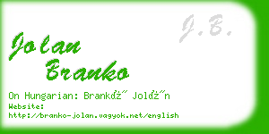 jolan branko business card